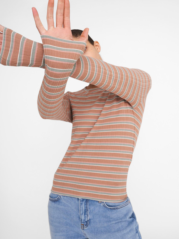 Noisy May Maglietta marrone a righe Noisy May Stevie