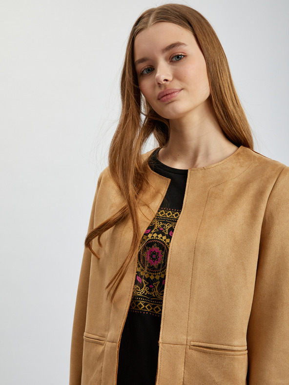 Orsay Giacca marrone chiaro da donna in pelle scamosciata ORSAY