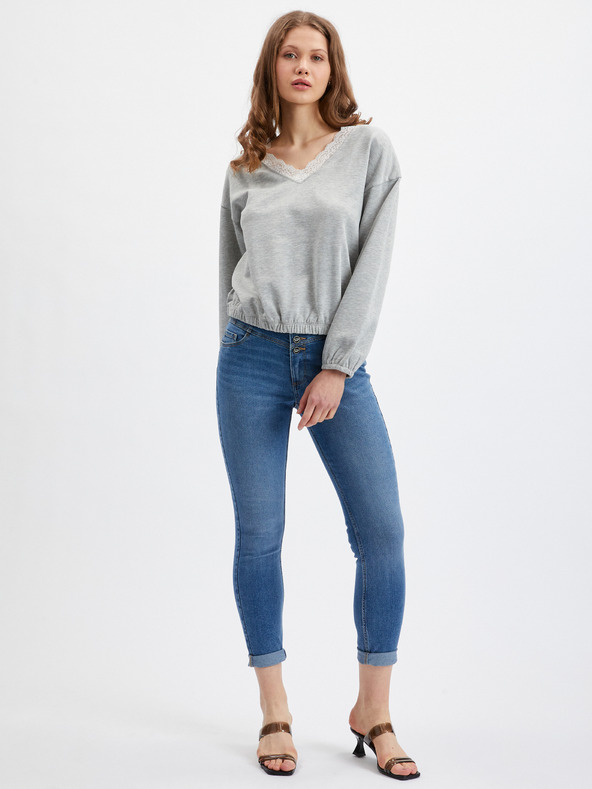 Orsay Felpa donna grigio chiaro a righe ORSAY