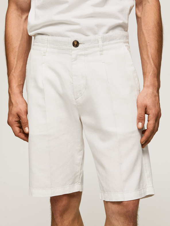 Pepe Jeans Pantaloncini da uomo bianchi in misto lino Pepe Jeans