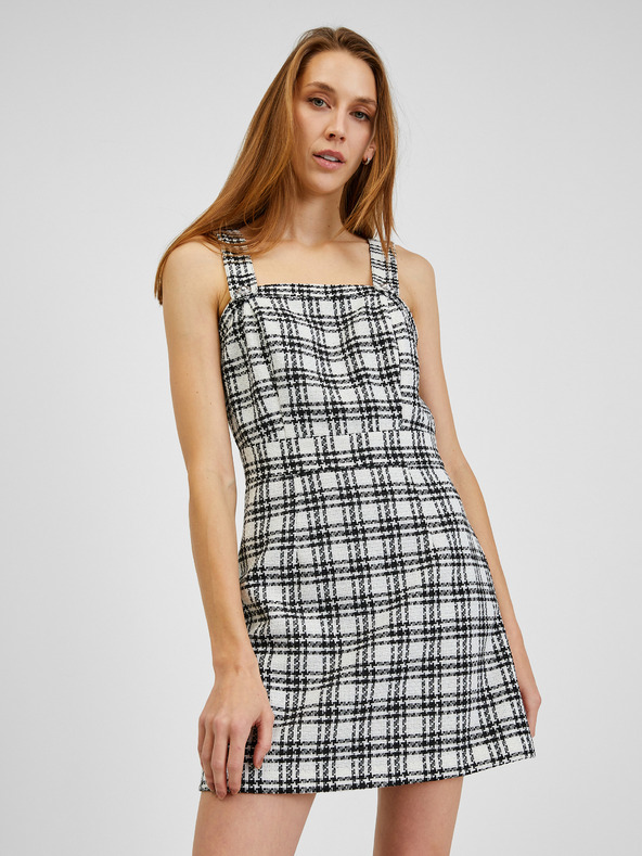 Orsay Abito a quadri da donna bianco e nero ORSAY