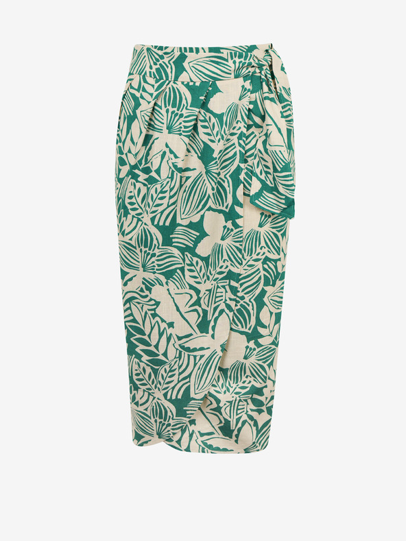 Orsay Gonna midi da donna a fantasia panna e verde con lino ORSAY