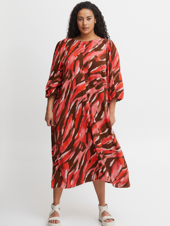 Fransa Maxi abito fantasia marrone e rosso da donna Fransa