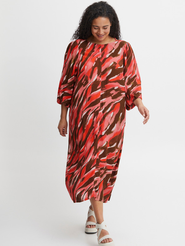 Fransa Maxi abito fantasia marrone e rosso da donna Fransa