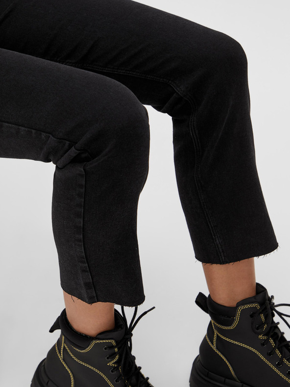 Pieces Jeans neri cropped straight fit Pieces Luna