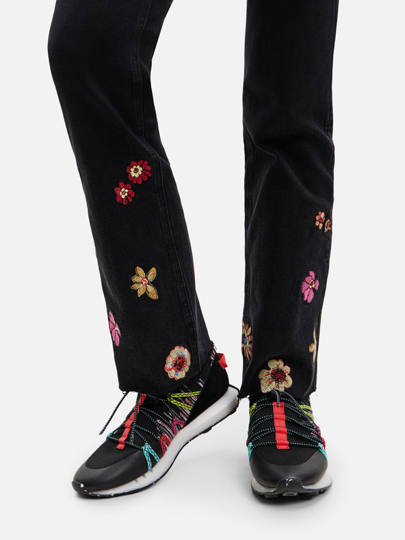 Desigual Jeans neri da donna a fantasia floreale Desigual Nicole