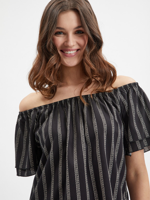 Orsay Camicetta nera da donna a righe ORSAY