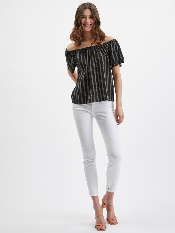 Orsay Camicetta nera da donna a righe ORSAY