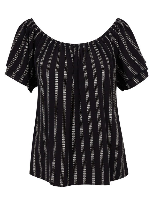 Orsay Camicetta nera da donna a righe ORSAY