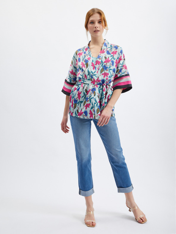 Orsay Kimono floreale da donna azzurro ORSAY