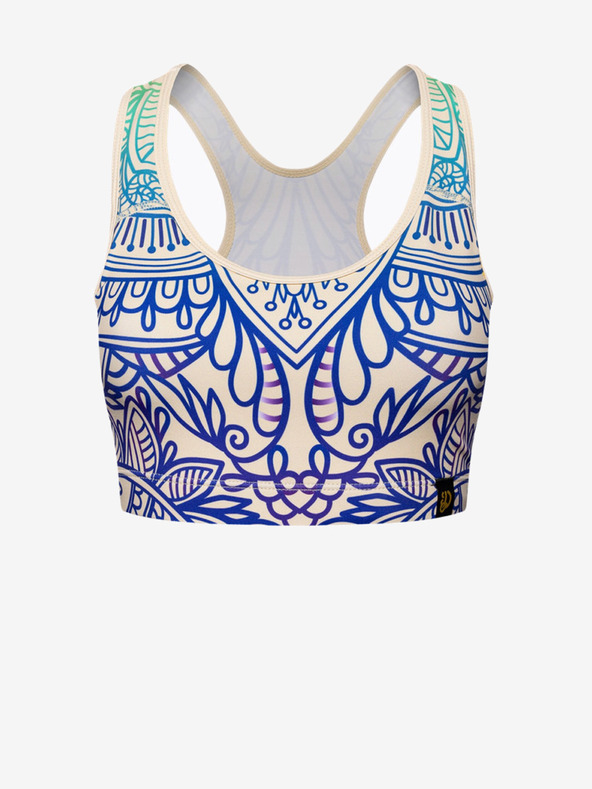 Dedoles Reggiseno sportivo allegro da donna bianco e blu Dedoles Chakra Mandala