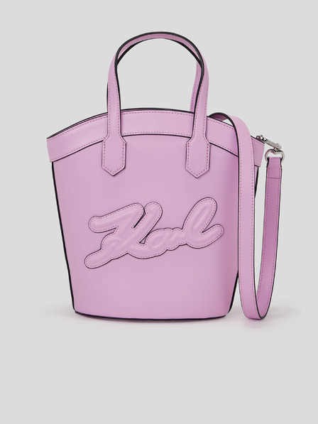Karl Lagerfeld Borsa KARL LAGERFELD Signature Tulip in pelle viola chiaro da donna