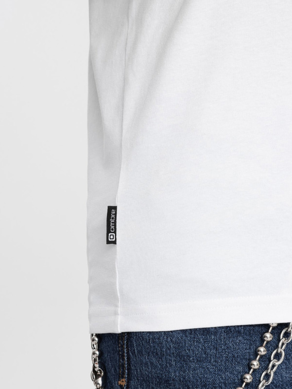 Ombre Clothing Maglietta bianca da uomo con scollo a V Ombre Clothing