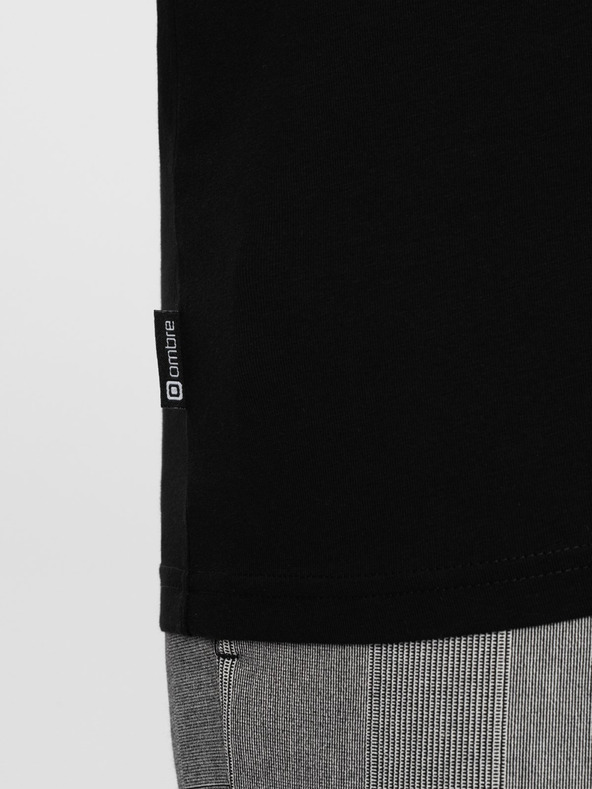 Ombre Clothing T-shirt nera da uomo con scollo a V Ombre Clothing