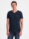 Ombre Clothing T-shirt uomo blu scuro con scollo a V Ombre Clothing