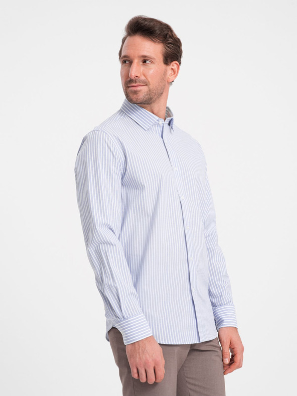 Ombre Clothing Camicia a righe blu chiaro da uomo Ombre Clothing