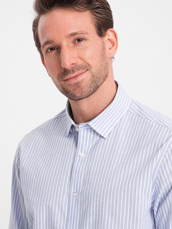 Ombre Clothing Camicia a righe blu chiaro da uomo Ombre Clothing