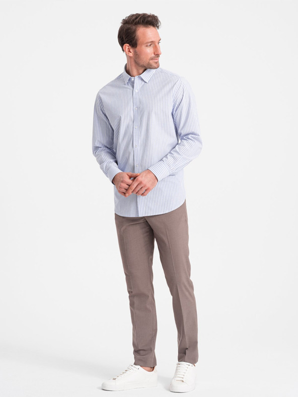 Ombre Clothing Camicia a righe blu chiaro da uomo Ombre Clothing