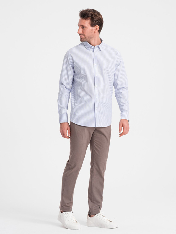 Ombre Clothing Camicia a righe blu chiaro da uomo Ombre Clothing
