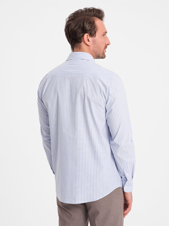 Ombre Clothing Camicia a righe blu chiaro da uomo Ombre Clothing