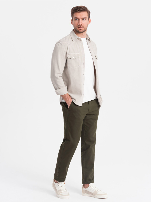 Ombre Clothing Pantaloni chino da uomo verde scuro Ombre Clothing