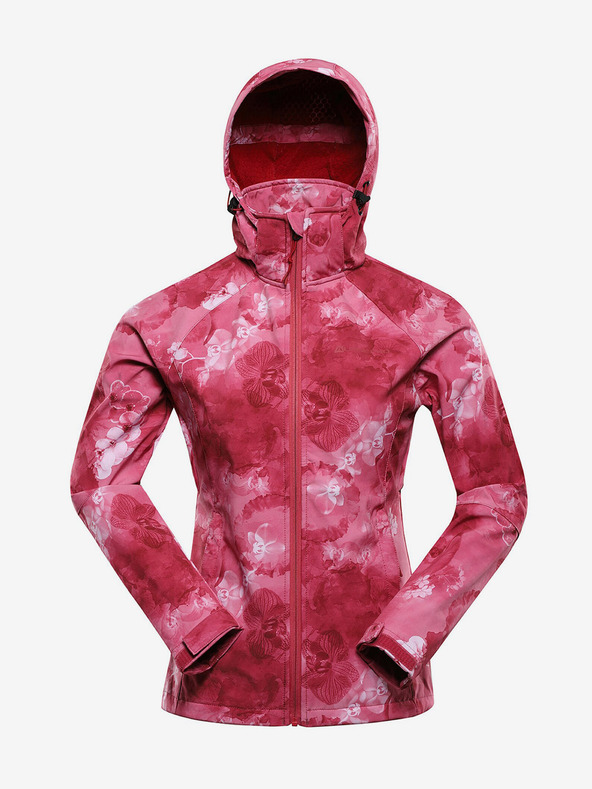 ALPINE PRO Giacca softshell rossa da donna a fantasia ALPINE PRO HOORA