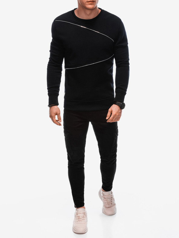 Ombre Clothing Felpa da uomo nera con cerniere decorative Ombre Clothing