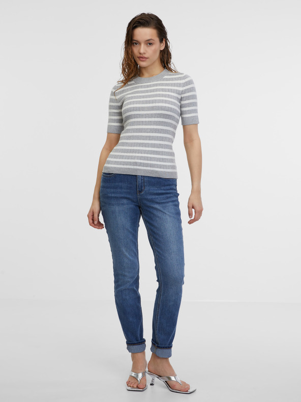 Orsay Top da donna a righe grigio chiaro ORSAY