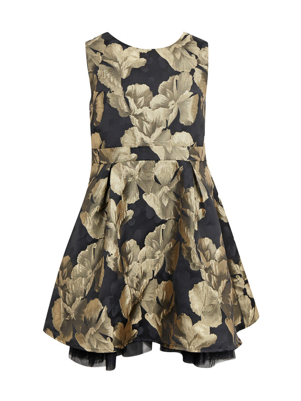 Orsay Abito floreale per ragazza in oro e nero ORSAY
