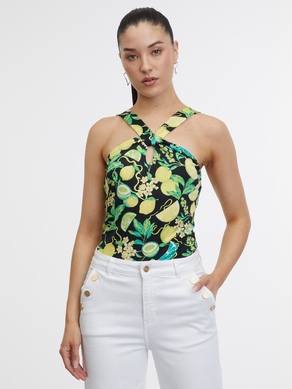 Orsay Top nero e giallo a motivi da donna ORSAY