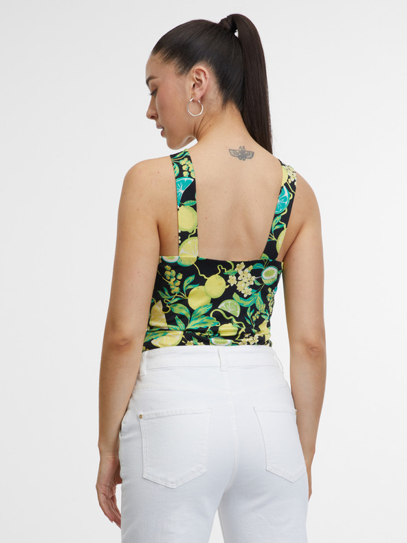 Orsay Top nero e giallo a motivi da donna ORSAY
