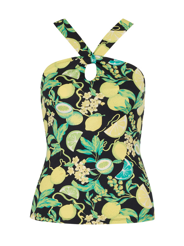 Orsay Top nero e giallo a motivi da donna ORSAY