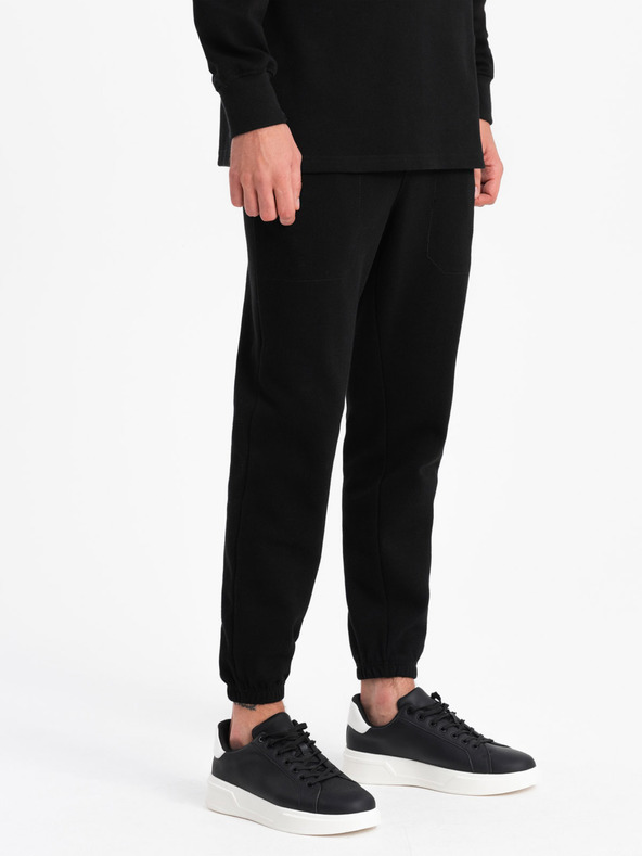 Ombre Clothing Felpa da uomo nera con colletto a polo + pantaloni Ombre Clothing