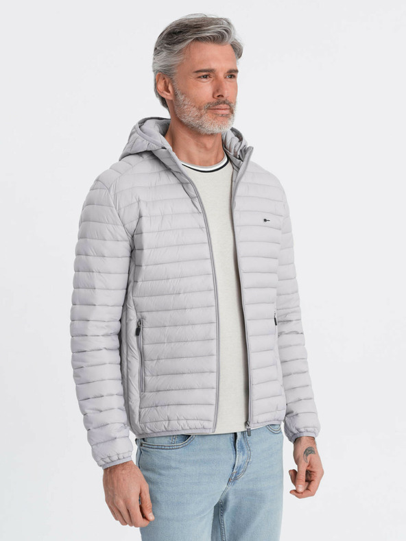 Ombre Clothing Giacca leggera trapuntata grigio chiaro da uomo Ombre Clothing