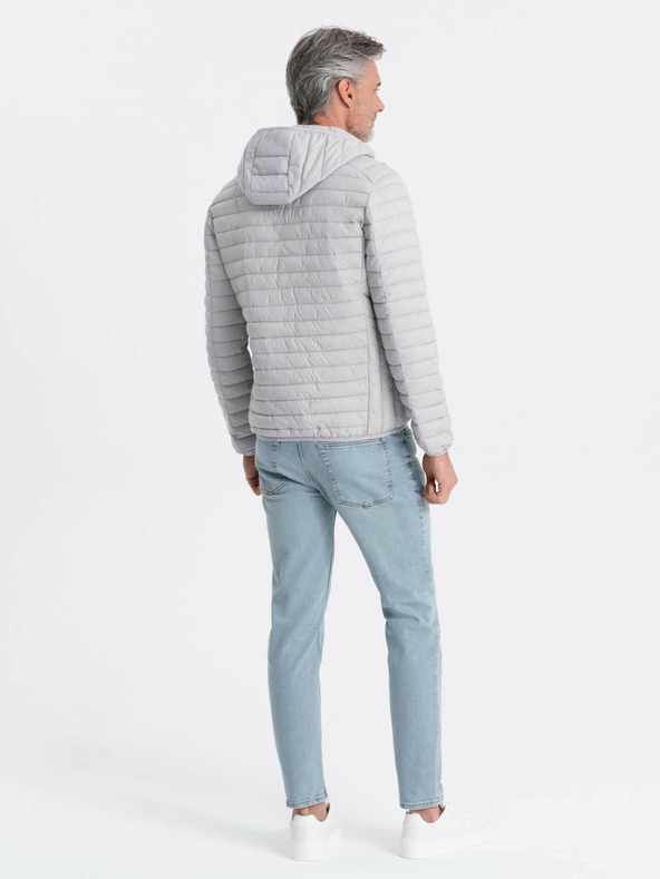 Ombre Clothing Giacca leggera trapuntata grigio chiaro da uomo Ombre Clothing