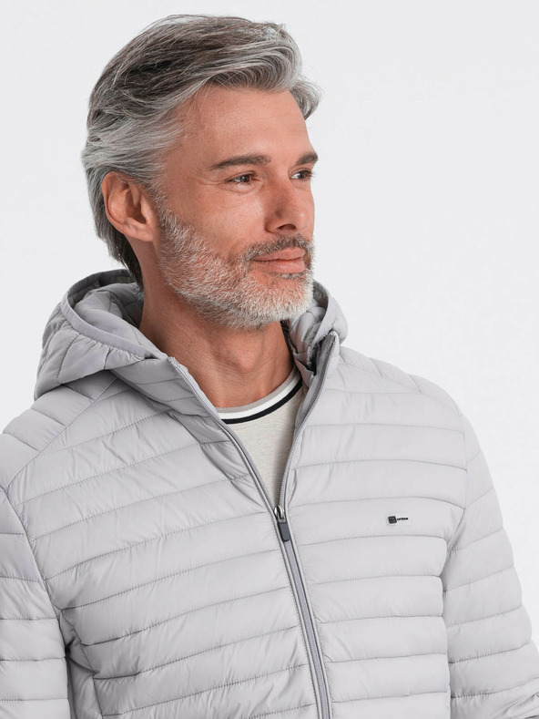 Ombre Clothing Giacca leggera trapuntata grigio chiaro da uomo Ombre Clothing