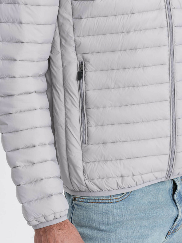 Ombre Clothing Giacca leggera trapuntata grigio chiaro da uomo Ombre Clothing
