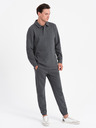 Ombre Clothing Felpa grigio scuro da uomo con colletto a polo + pantaloni Ombre Clothing