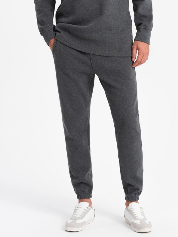 Ombre Clothing Felpa grigio scuro da uomo con colletto a polo + pantaloni Ombre Clothing