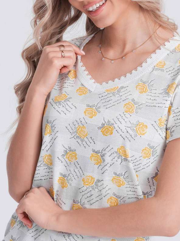 Edoti Pigiama floreale da donna bianco e giallo Edoti