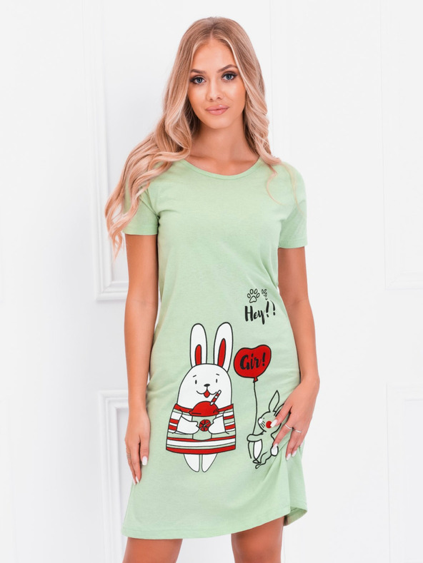 Edoti Camicia da notte stampata verde chiaro da donna Edoti