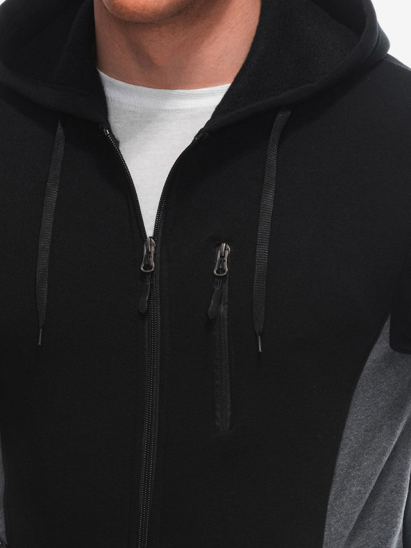 Edoti Felpa nera da uomo con cappuccio e zip Edoti