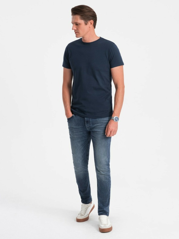 Ombre Clothing T-shirt basic da uomo blu scuro Ombre Clothing