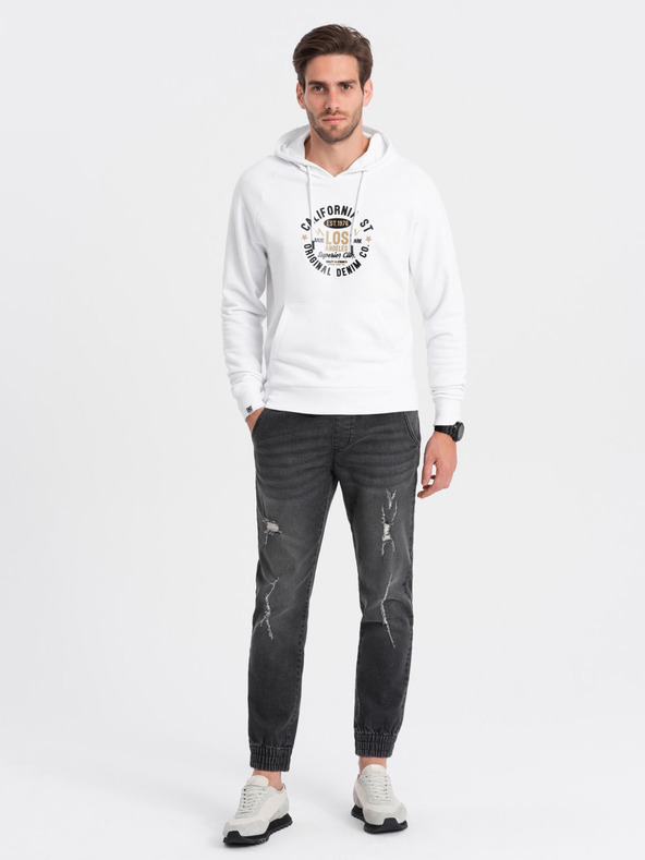 Ombre Clothing Jeans strappati da uomo grigio scuro Ombre Clothing