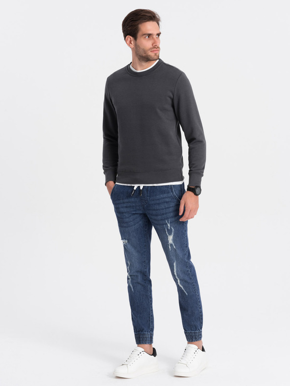 Ombre Clothing Jeans strappati da uomo blu scuro Ombre Clothing