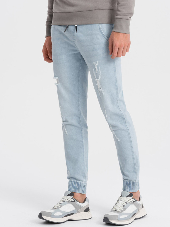 Ombre Clothing Jeans strappati blu chiaro da uomo Ombre Clothing