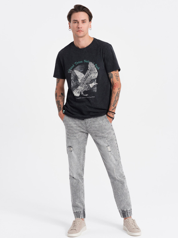 Ombre Clothing Jeans strappati grigio chiaro da uomo Ombre Clothing