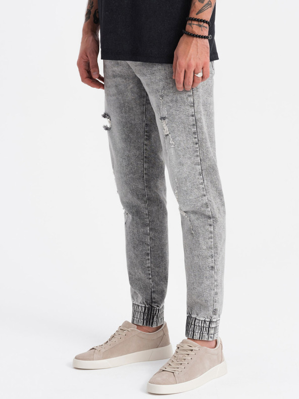 Ombre Clothing Jeans strappati grigio chiaro da uomo Ombre Clothing