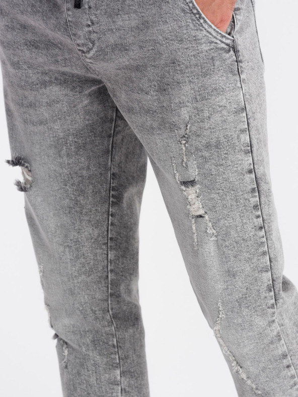 Ombre Clothing Jeans strappati grigio chiaro da uomo Ombre Clothing