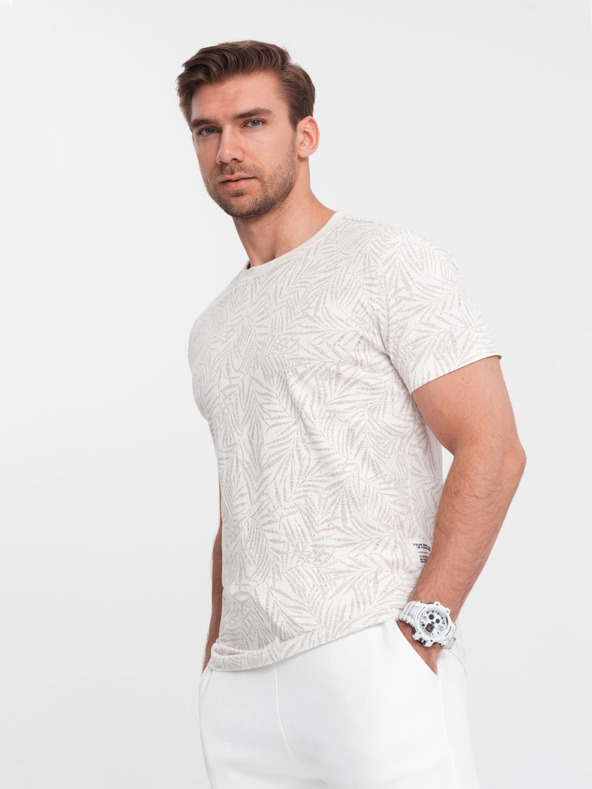 Ombre Clothing Camicia a fantasia da uomo color crema Abbigliamento Ombre